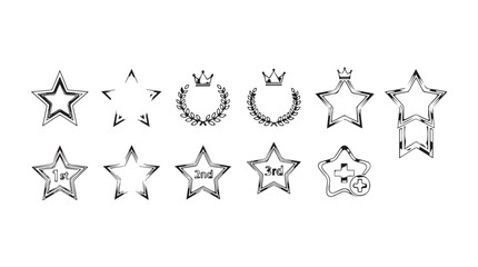 Collection of diverse star shapes and decorative emblems with subtle textures vector