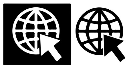 Global Internet Connection Icons Set – Globe with Cursor Symbols Collection