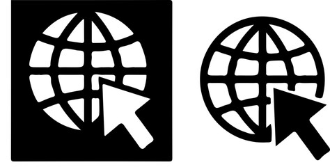 Global Internet Connection Icons Set – Globe with Cursor Symbols Collection