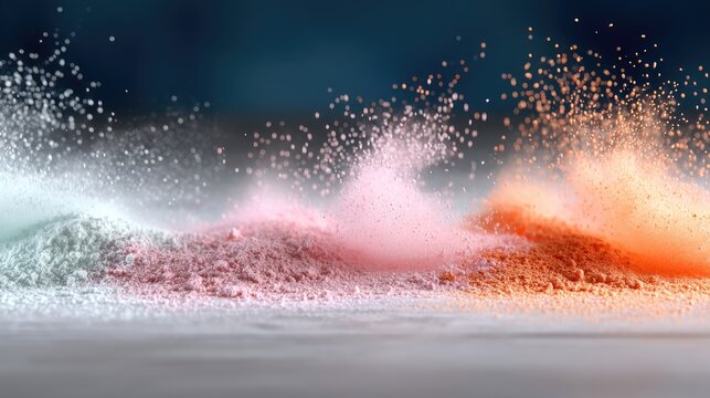 Exploding Multicolored Powder Against Dark Background Abstract Digital Composition