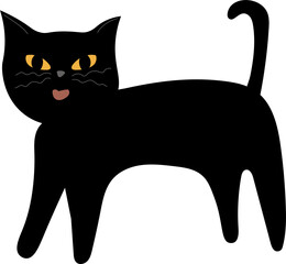 Illustration of a Black Cat Sticking Tongue Out
