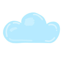 Basic Blue Cloud Shape. Single Puffy Weather Element for Graphics, Mobile Apps, and Simple UI Design. 