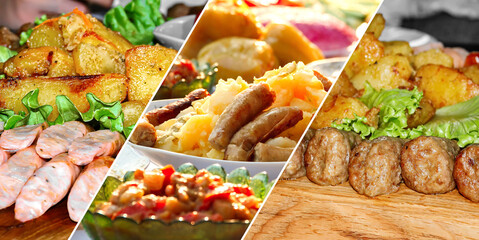 Collage of potato and sausage