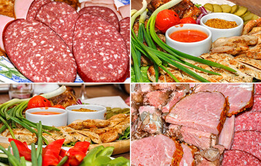 Collage of meat and sausage