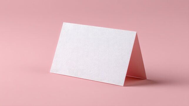 Blank greeting card on soft pink background showcasing customizable stationery for various occasions and celebrations