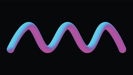 Colorful Neon Gradient Wavy Line on Black Background – Abstract Vibrant Pink and Cyan Light Effect in Fluid Motion Design