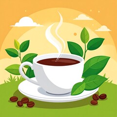 A cup of coffee, nature scene