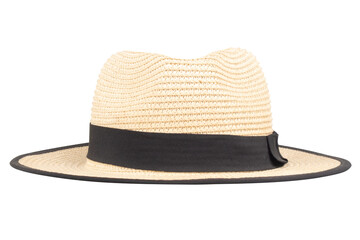 Straw Cowboy Hat in Natural Color Isolated on White Background Western Style Accessory