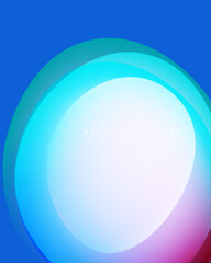 Abstract layers create vibrant circular design. Blue, cyan, pink hues blend smoothly. Minimalist background perfect for digital projects.