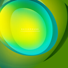 Abstract vibrant layers create flowing gradients. Yellow transitions to green, teal hues dominate design. Modern, smooth visual effect.