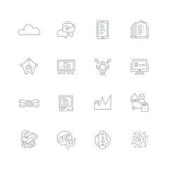 Fototapeta premium Set of thin line vector icons representing modern technology concepts like software development, data analytics, and cloud computing