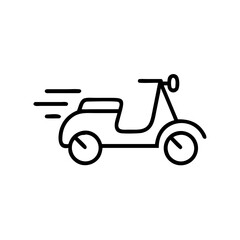 Fast-moving scooter icon in minimal line art style  