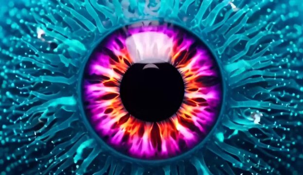 Glowing Monster Eyeballs with Colorful Light
