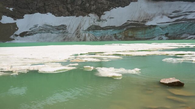 Edith Cavell Lake in Jasper National Park, surrounded by majestic mountains and glaciers