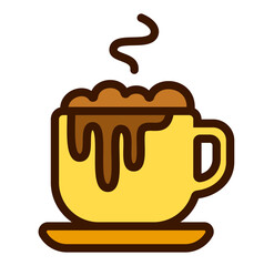 Hot chocolate in a cup icon vector illustration. Perfect for Christmas drinks, cozy winter graphics, festive party icons, and seasonal designs.