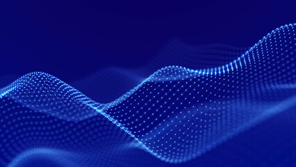 Fototapeta premium Futuristic wave with points. Big data. Dynamic wave background. 3d rendering