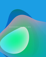 Abstract fluid shapes overlap, creating vibrant blue, green, purple gradients. Modern design element for backgrounds, presentations.