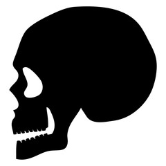 Símbolo pirata. Logo para Halloween. Icono con silueta de calavera humana para felicitaciones y tarjetas