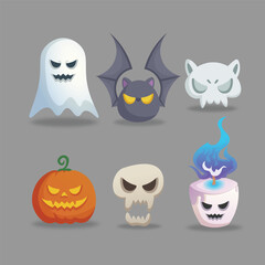 Set of cute cartoon Halloween characters