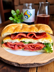 Italian panino al salame, salami sandwich.