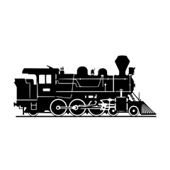 Vector art of a vintage steam train, showcasing its intricate details, from the wheels to the smokestack, evoking a sense of nostalgia and the golden age of rail travel