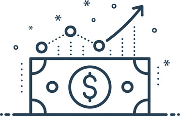 Financial investment rising with dollar sign presenting positive market growth and wealth creation