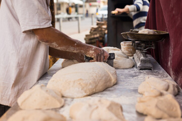 mass of yeast dough in the bakery