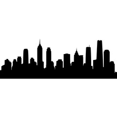 Fototapeta premium Vector art of urban skyline silhouette, a cityscape of towering buildings against the horizon, embodying progress and ambition in a timeless monochrome design, a symbol of modernity
