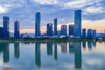 Fototapeta premium Changsha City Skyline at Sunset