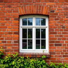 Fototapeta premium Brick wall with white window