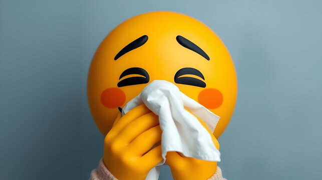 Emoji blowing nose with tissue emoji sick and cold expression