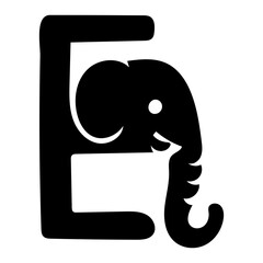 Vector art silhouette of an alphabet 2025 E E