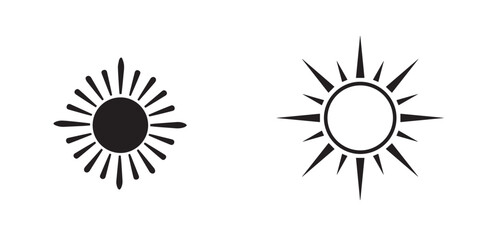 Minimalist Black and White Sun Icon Set on a White Background
