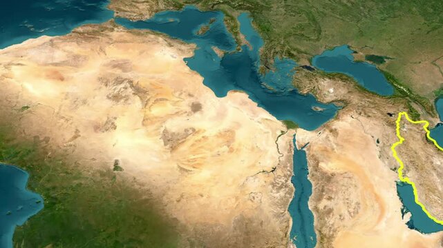 Iran map animation Detailed Satellite View of North and South America with Caribbean Islands and Atlantic Ocean