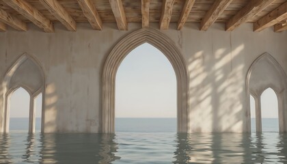 Serene Interior Space Featuring Gothic Arched Openings