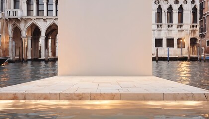 Symmetrical Canal Scene With Historic Grand Buildings