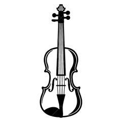 Fototapeta premium Black and White Violin Silhouette Vector