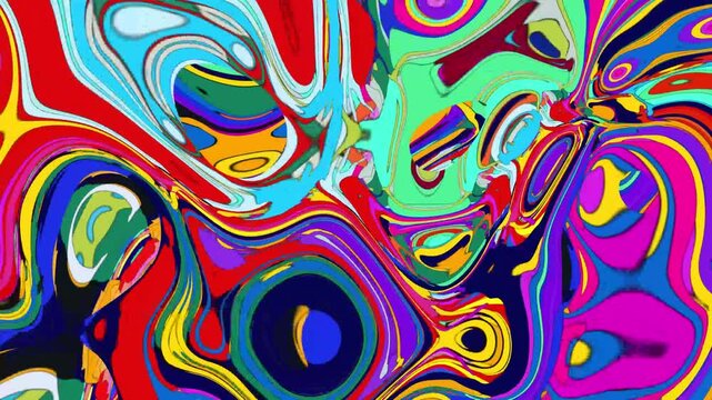 Abstract colorful background with a seamless psychedelic wave pattern for a vibrant, retro textile design 4k Abstract background video