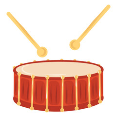 Drum Illustration, Red and gold Festival Drum and drumsticks, Parade Drum with drum sticks