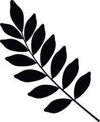 Elegant black leaf branch vector illustration scalable for design projects