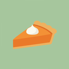 Slice of pie with whipped cream on a muted green background