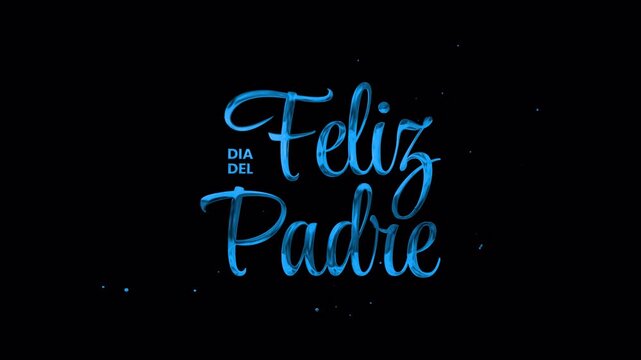 Feliz dia del padre bold blue text on sleek black background for fathers day designs, social media posts, greetings cards.