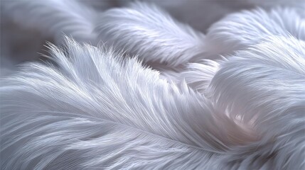 Obraz premium Closeup white feathers background for calm concept. Soft, fluffy white fur creates a delicate, tranquil aesthetic.