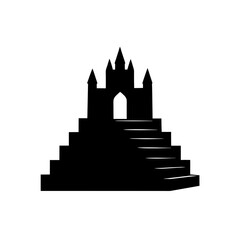 castle stairs icon black silhouette vector illustration on transparent background