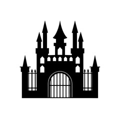 Obraz premium castle gate icon black silhouette vector illustration on transparent background