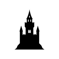 Obraz premium castle tower icon black silhouette vector illustration on transparent background