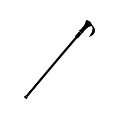 hiking stick icon black silhouette vector illustration on transparent background