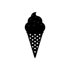 ice cream cone icon black silhouette vector illustration on transparent background