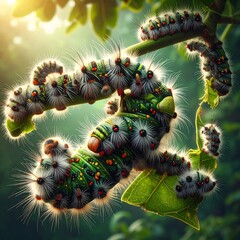 Caterpillars on a branch