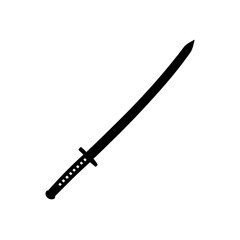 samurai sword icon black silhouette vector illustration on transparent background